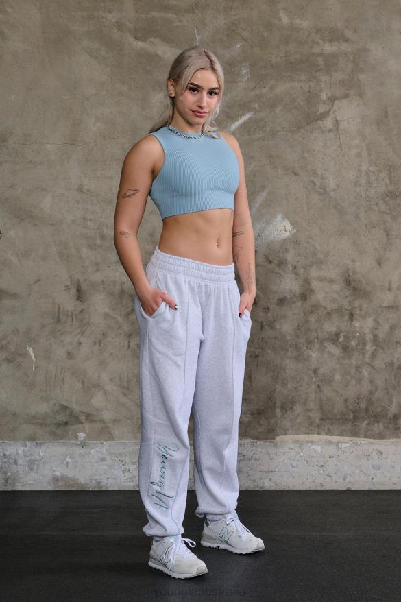 Clothing YoungLA W202 SCRIPT JOGGERS 2.0 Heather White Women 4F2FF1132
