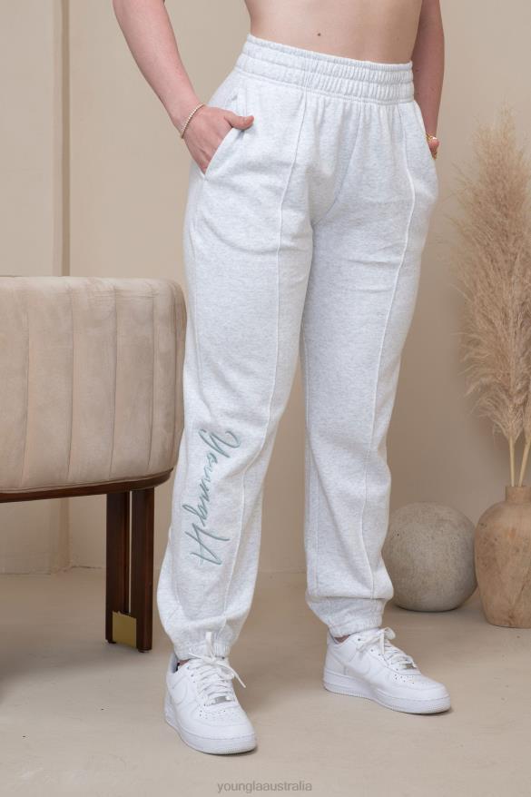 Clothing YoungLA W202 SCRIPT JOGGERS 2.0 Heather White Women 4F2FF1132