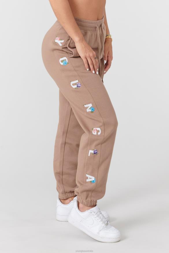 Clothing YoungLA W203 WINTER BLOOM JOGGERS Light Brown Women 4F2FF1119
