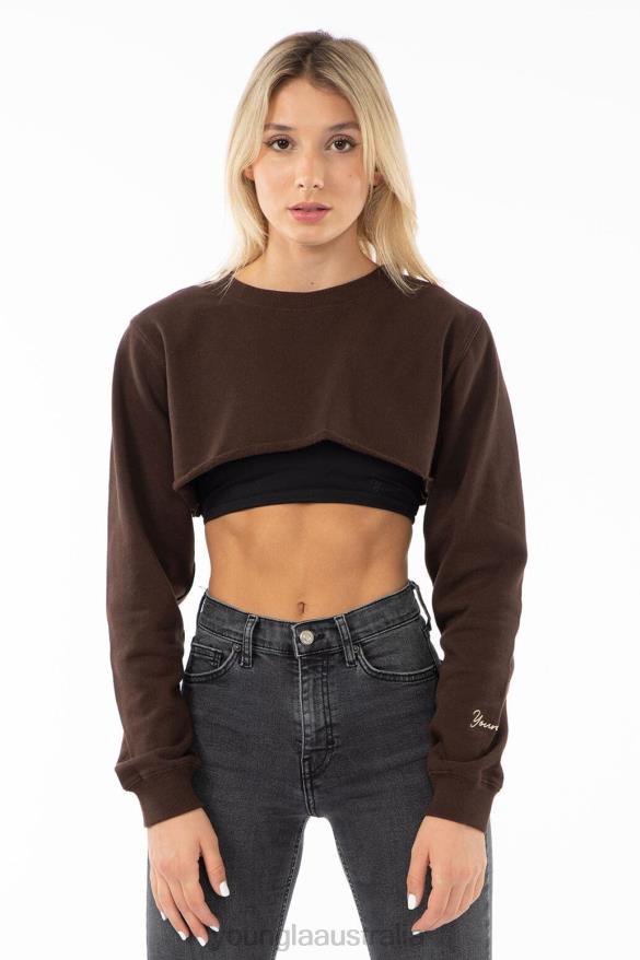 Clothing YoungLA W501 SUPER CROP SWEATER Brown Women 4F2FF1198