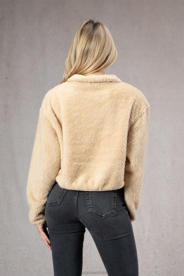 Clothing YoungLA W506 TEDDY FLEECE PULLOVER Camel Women 4F2FF1201