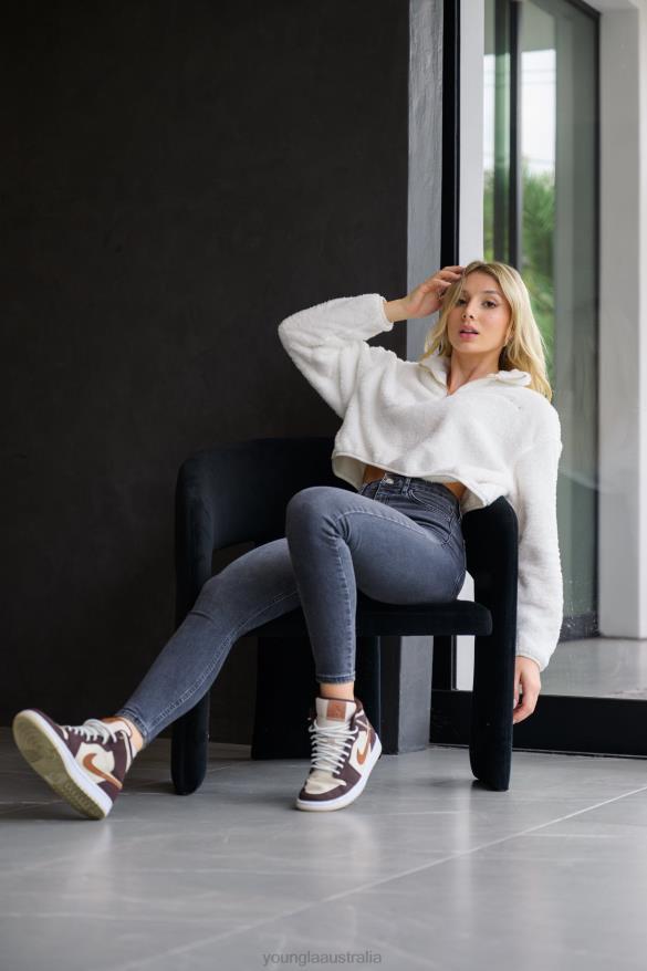 Clothing YoungLA W506 TEDDY FLEECE PULLOVER White Women 4F2FF1202