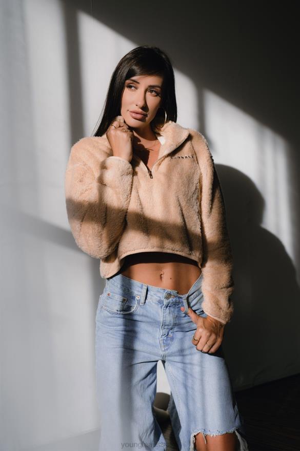 Clothing YoungLA W506 TEDDY FLEECE PULLOVER White Women 4F2FF1202