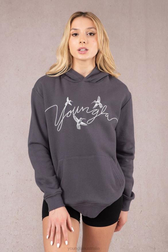 Clothing YoungLA W509 HUMMINGBIRD OVERSIZED HOODIE Coal Women 4F2FF1186