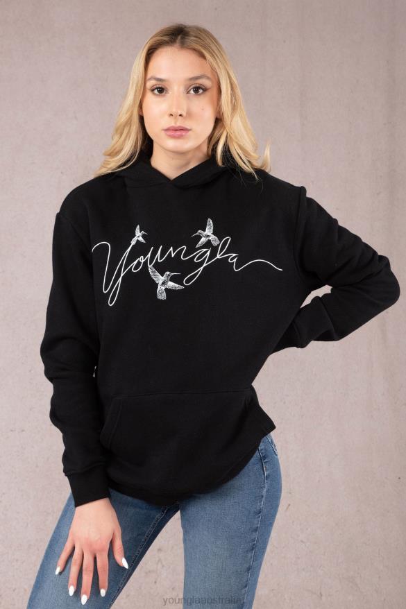 Clothing YoungLA W509 HUMMINGBIRD OVERSIZED HOODIE Coal Women 4F2FF1186