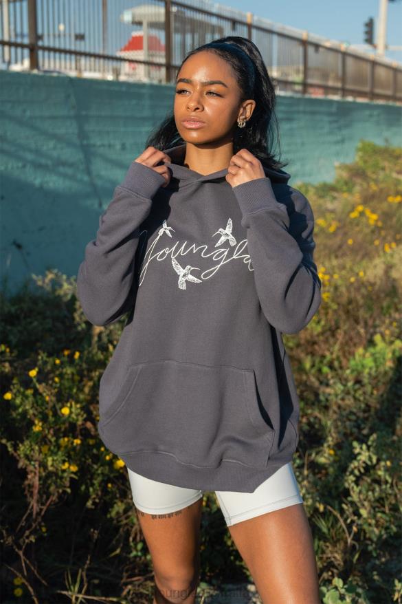 Clothing YoungLA W509 HUMMINGBIRD OVERSIZED HOODIE Coal Women 4F2FF1186