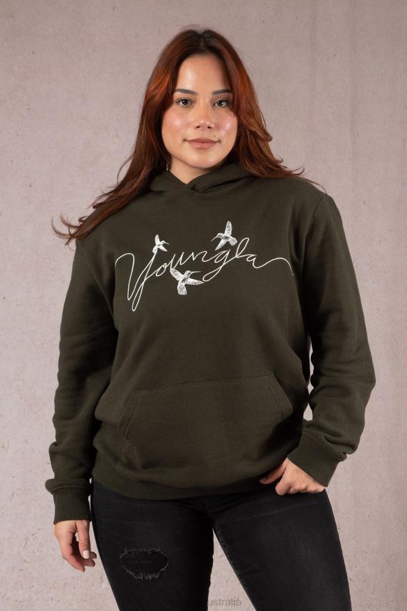 Clothing YoungLA W509 HUMMINGBIRD OVERSIZED HOODIE Dark Olive Women 4F2FF1188