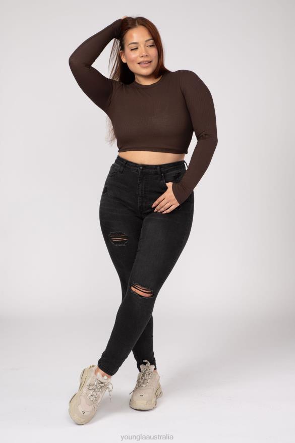 Clothing YoungLA W402 RIBBED LONGSLEEVE Coal Women 4F2FF1066