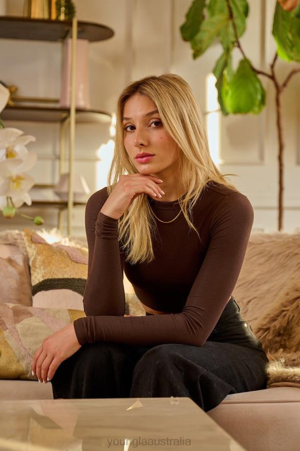 Clothing YoungLA W402 RIBBED LONGSLEEVE Coal Women 4F2FF1066