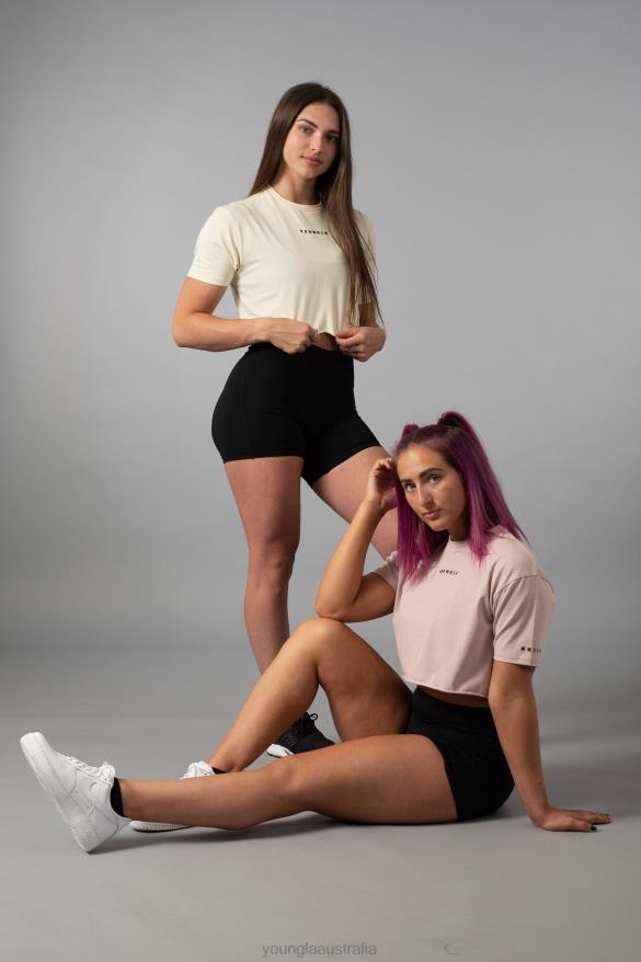 Clothing YoungLA W403 ESTABLISHED CROPPED T-SHIRT Black Women 4F2FF1025