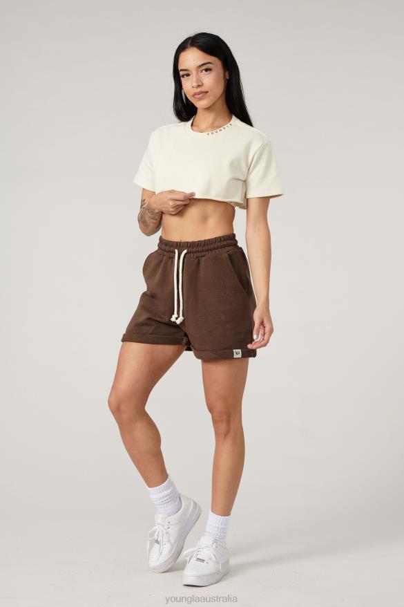 Clothing YoungLA W407 SUPER CROPPED TEE Brown Women 4F2FF1031