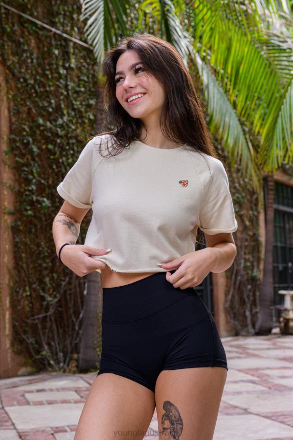 Clothing YoungLA W411 RAGLAN CROPPED TEE Black Women 4F2FF1054