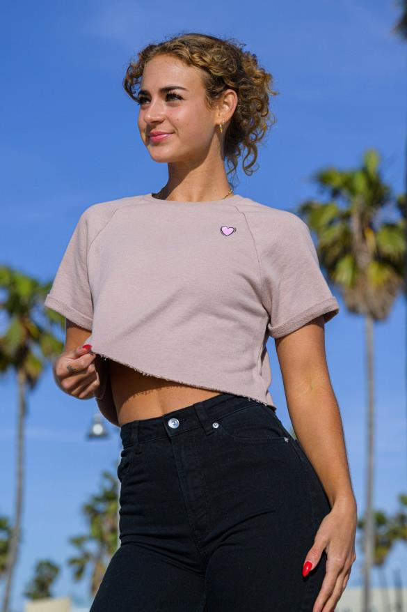 Clothing YoungLA W411 RAGLAN CROPPED TEE Dusty Mauve Women 4F2FF1052