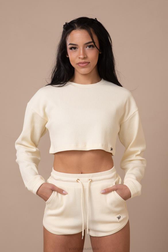 Clothing YoungLA W413 PEACHY CROPPED LONG SLEEVE Ivory Women 4F2FF1071