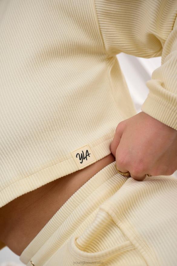 Clothing YoungLA W413 PEACHY CROPPED LONG SLEEVE Ivory Women 4F2FF1071