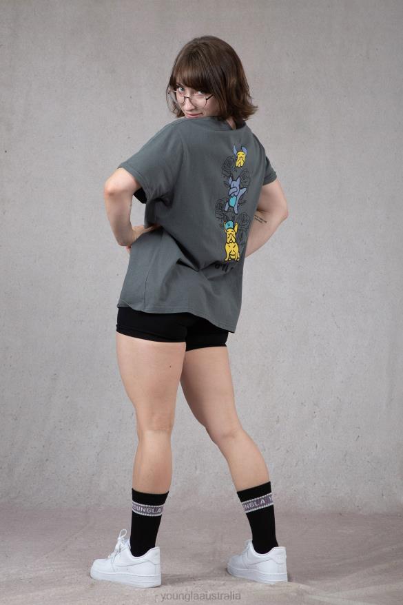 Clothing YoungLA W417 IGGY OVERSIZED TEE Light Grey Wash Women 4F2FF1057