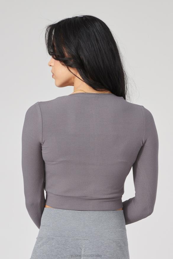 Clothing YoungLA W418 DUAL ZIP LONG SLEEVE Grey Women 4F2FF1040