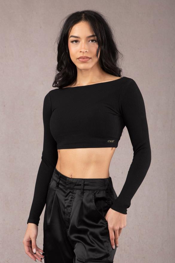 Clothing YoungLA W419 GRACE CROPPED TOP Black Women 4F2FF1046
