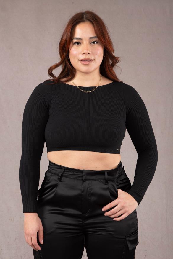 Clothing YoungLA W419 GRACE CROPPED TOP Black Women 4F2FF1046