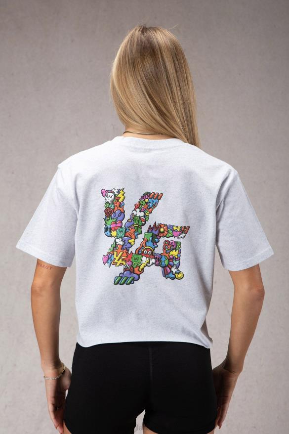Clothing YoungLA W421 TRIPPY OVERSIZED TEE Heather White Women 4F2FF1079