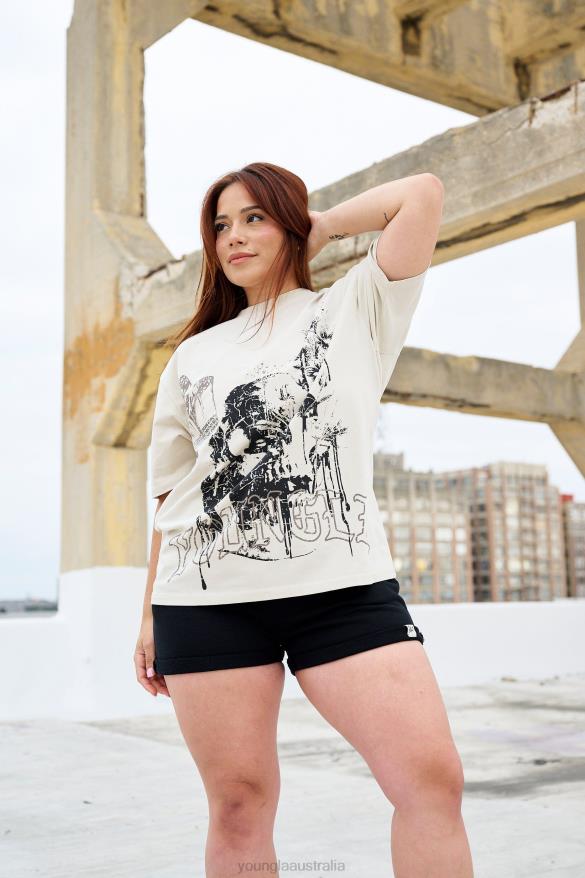 Clothing YoungLA W427 PHANTOM OVERSIZED TEES Brown Wash Women 4F2FF1029