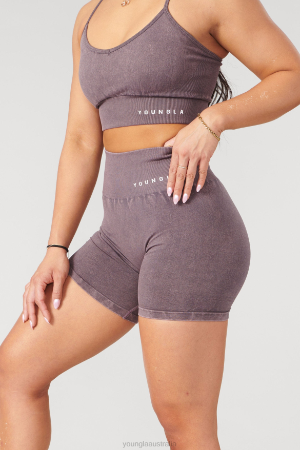 Clothing YoungLA W111 CARBON SCRUNCH BIKER SHORTS Plum Truffle Women 4F2FF1112